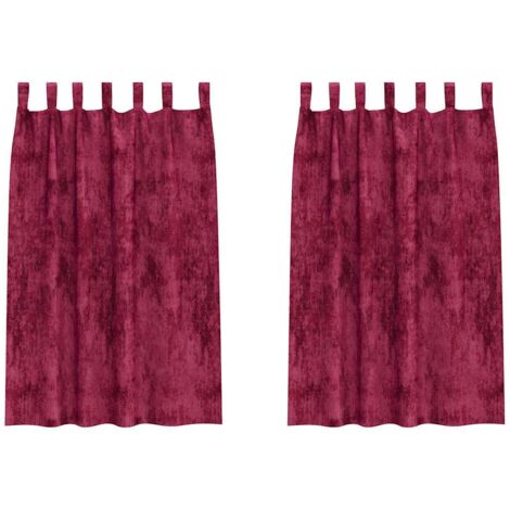 Rideaux Rouges Bordeaux Clair Rideau 2 pcs Rouge bordeaux 175 x 140 cm Velours CFW59320