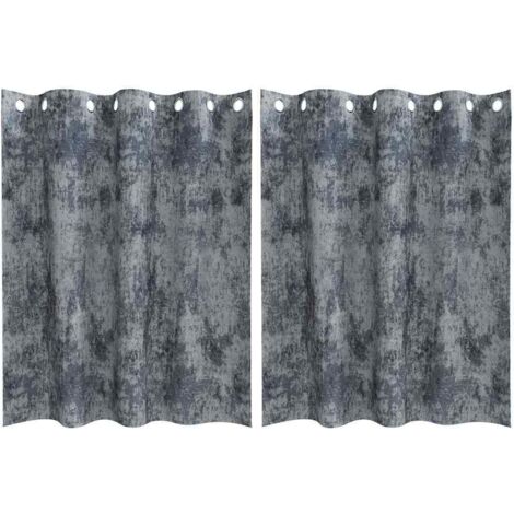 Rideau avec des rideaux 2 pcs Gris argenté 140 x 140 cm Velours CFW48118 (1/5)