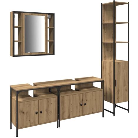 Ensemble de Meubles de Salle de Bain 4 pcs,Ensemble d'armoires de salle de bain chêne artisanal CFW92493 (1/5)