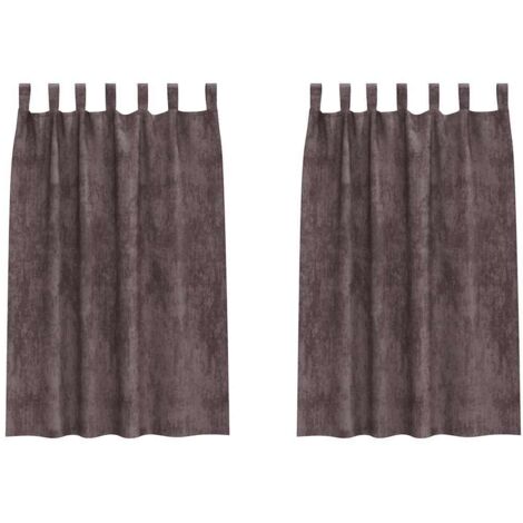 Rideau avec des rideaux 2 pcs Marron 175 x 140 cm Velours CFW29938 (1/5)