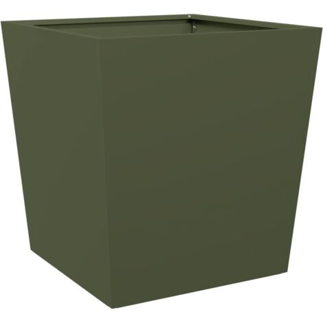 Jardinière,Bac à fleurs,Pot de fleurs vert olive 50x50x50 cm acier CFW34671 (1/5)