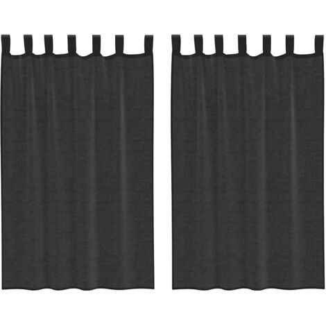 Rideaux en voile avec passants 2 pcs noir CFW75618 (1/5)