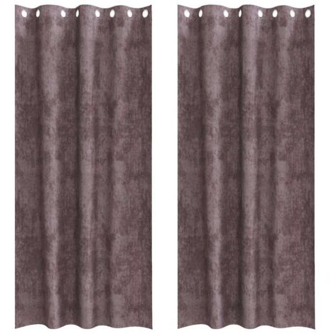 Rideau avec des rideaux 2 pcs Marron 245 x 140 cm Velours CFW29292 (1/5)