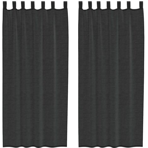 Rideaux en voile avec passants 2 pcs noir CFW95170 (1/5)