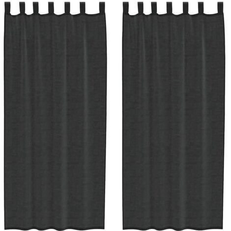 Rideaux en voile avec passants 2 pcs noir CFW10858 (1/5)