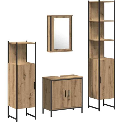 Ensemble de mobilier de salle de bain avec étagère 4 pcs,Ensemble de meubles de salle de bain Marron CFW69422 (1/5)