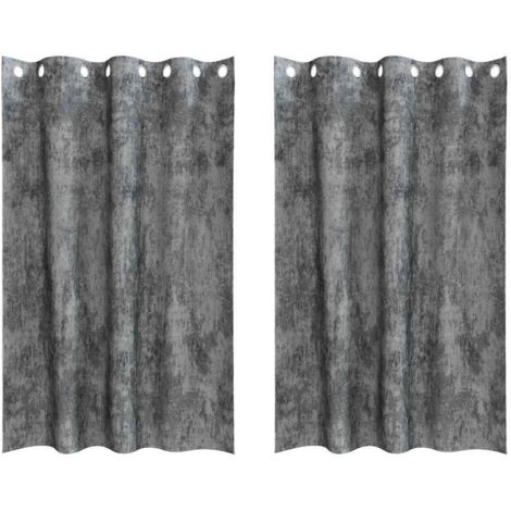Rideau avec des rideaux 2 pcs Gris 175 x 140 cm Velours CFW63787 (1/5)