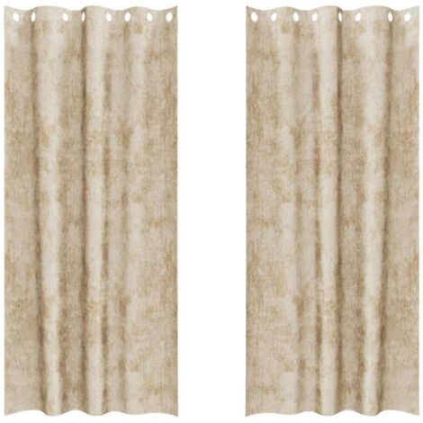 Rideau avec des rideaux 2 pcs Crème 260 x 140 cm Velours CFW51414