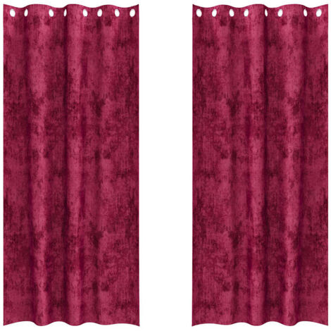 Rideaux Rouges Bordeaux Clair Rideau 2 pcs Rouge bordeaux 225 x 140 cm Velours CFW68260