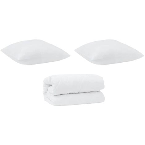 Ensemble de Duvet 3 pcs,Couette Blanc Microfibre et Plumes D'oie CFW65138 (1/5)