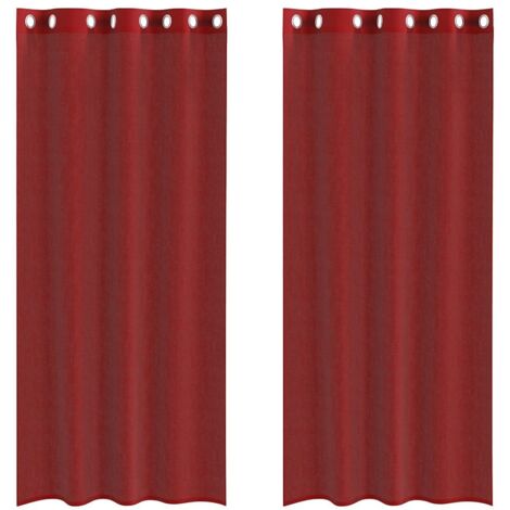 Rideaux en voile avec œillets 2 pcs rouge bordeaux CFW16317