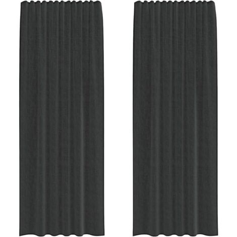 Rideaux en voile avec passe-tringles 2 pcs noir CFW48362 (1/5)