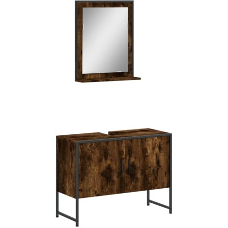 Ensemble d'armoires de salle de bain 2 pcs,Ensemble de meubles de salle de bain chêne fumé CFW39071 (1/5)