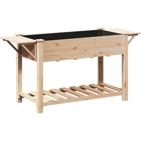 Cache-pot de jardin，Jardinière，Bac à fleurs avec étagère Beige 155 x 59 x 76.5 cm CFW55208 (1/5)