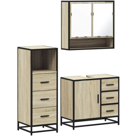 Ensemble de meubles de salle de bain 3 pcs,Ensemble d'armoires de salle de bain chêne sonoma CFW72463 (1/5)