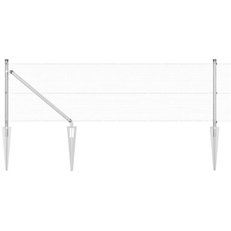 Grillage rouleau,Clôture en fil soudé avec 13 poteaux pointus 0.8x25 m Acier galvanisé CFW1563710