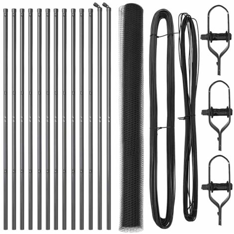 Grillage rouleau，Ensemble de Clôture 2 pièces Gris Acier 25 x 1,5 m Durable CFW7348442