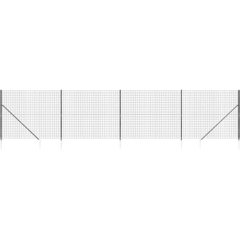 Clôture en treillis métallique et ancrage anthracite 1,4x10 m CFW51369 (1/5)
