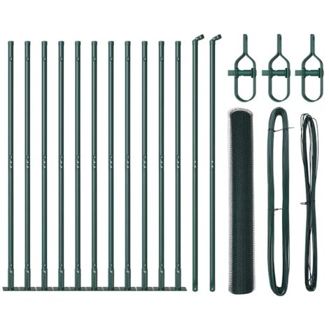 Grillage rouleau，Ensemble de Clôture Set de 2 Vert Foncé Acier Galvanisé 25 x 1 m CFW4963511
