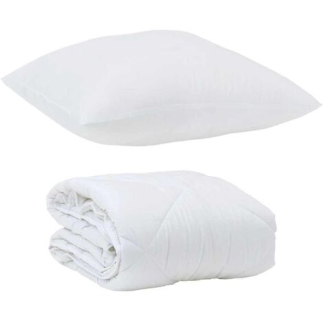 Couette avec Oreiller avec oreiller 2 pcs,Duvet Blanc Microfibre CFW77601 (1/5)