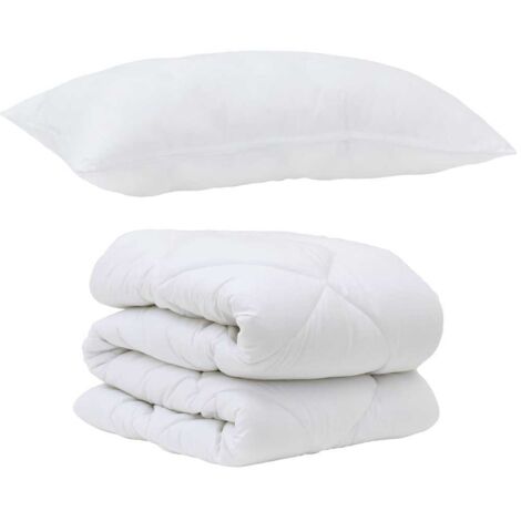 Couette avec Oreiller avec oreiller 2 pcs,Duvet Blanc Microfibre CFW27711 (1/5)