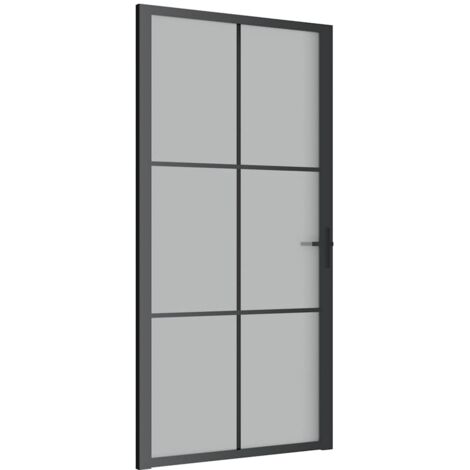 Porte intérieure,Porte d'entrée 102,5x201,5 cm Noir Verre mat et aluminium CFW43629 (1/5)