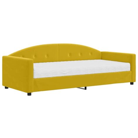 Lit adulte,Lit de jour avec matelas jaune 90x200 cm velours614259 (1/5)