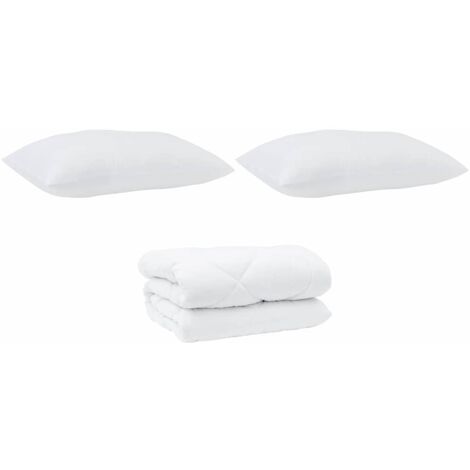 Couette avec Oreillers 3 pcs,Duvet Blanc Microfibre et Plumes D'oie CFW10125 (1/5)