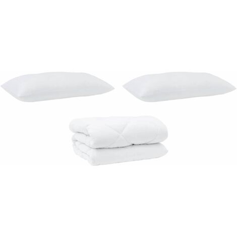 Couette avec Oreillers 3 pcs,Duvet Blanc Microfibre et Plumes D'oie CFW24701 (1/5)