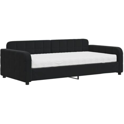 Lit simple,Lit adulte,Lit de jour avec matelas noir 100x200 cm velours CFW311696 (1/5)