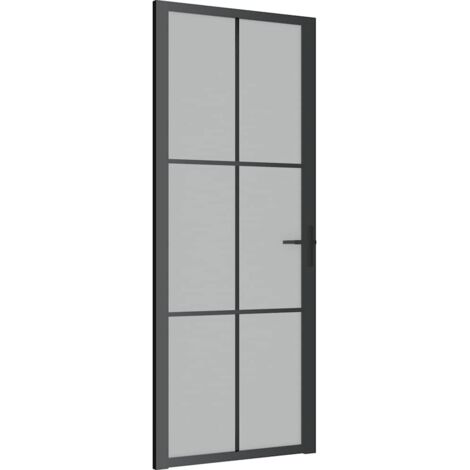 Porte intérieure，Porte d'entrée 83x201,5 cm Noir Verre mat et aluminium CFW92850