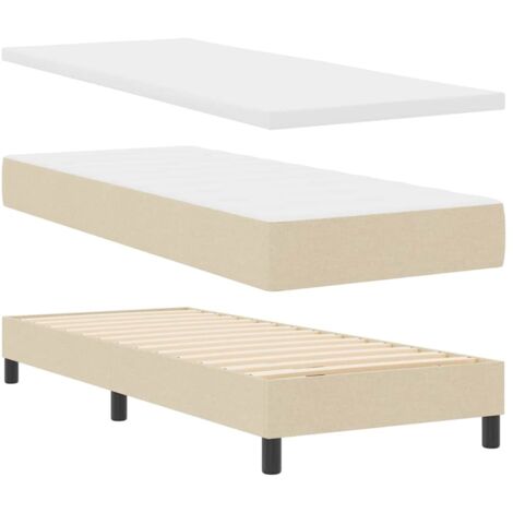 Lit simple,Lit Adulte,Lit boxspring avec matelas avec matelas Crème 80 x 200 cm tissu (1/5)