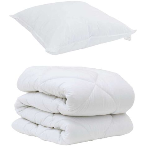 Couette avec Oreiller avec oreiller 2 pcs,Duvet Blanc Microfibre CFW64925 (1/5)