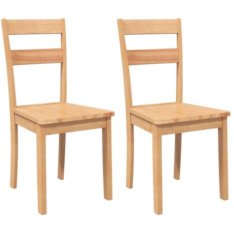 Lot de 2 Chaises à manger,Chaise de cuisine bois massif naturel caoutchouc CFW25999 (1/5)