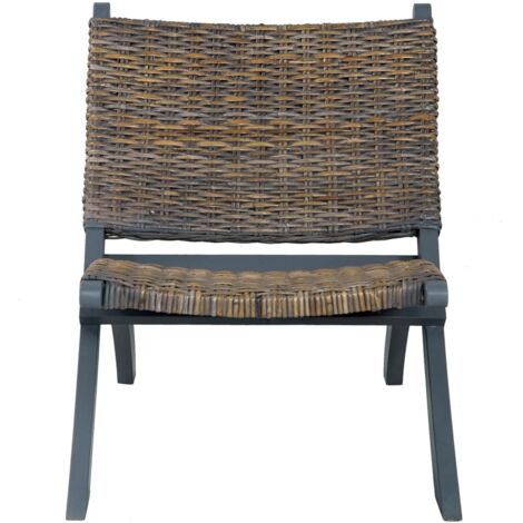Chaise de salon,Chaise de relaxation rotin kubu naturel et bois d'acajou massif CFW48632 (1/5)