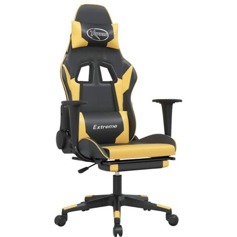Chaise de jeu, Chaise Gaming de massage et repose-pied Noir doré Similicuir CFW75735 (1/5)