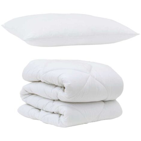 Couette avec Oreiller avec oreiller 2 pcs,Duvet Blanc Microfibre CFW18767 (1/5)