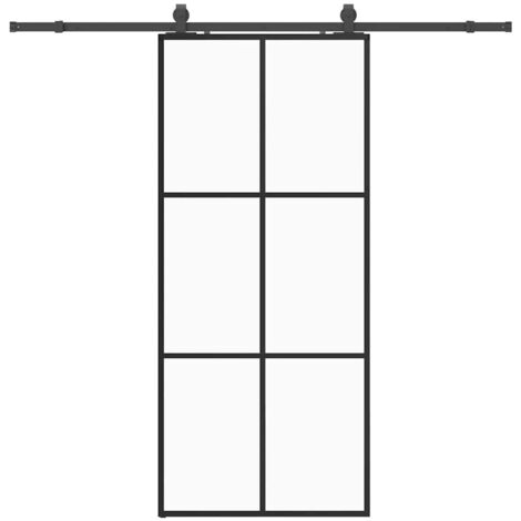 Porte coulissante,Porte intérieure,Porte d'entrée kit de quincaillerie noir 90x205 cm verre ESG CFW82195