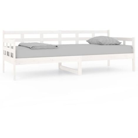 Lit adulte,Lit de jour blanc bois de pin massif 80x200 cm618048 (1/5)