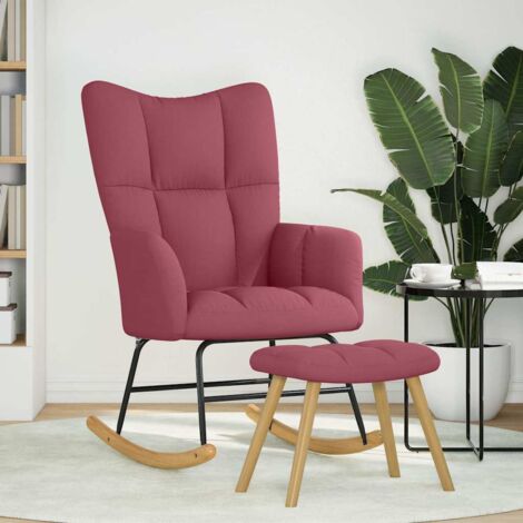 Chaise à bascule，Chaise de relaxation avec repose-pied Rouge bordeaux Tissu CFW38145 (1/5)