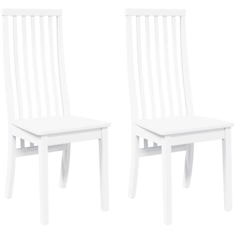Lot de 2 Chaises à manger,Chaise de cuisine blanc bois massif caoutchouc CFW82222 (1/5)