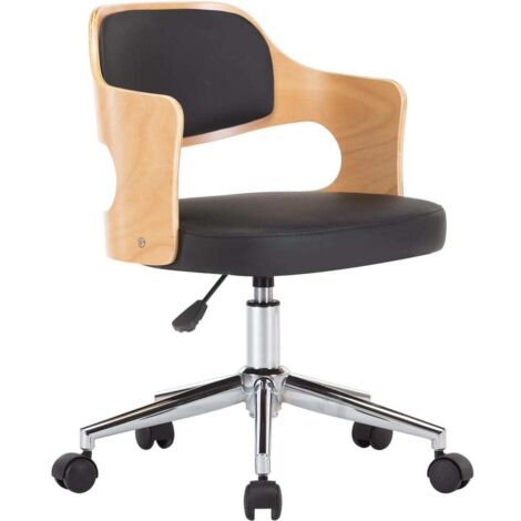 Chaise pivotante à manger,Chaise de cuisine Noir Bois courbé et similicuir CFW38354 (1/5)