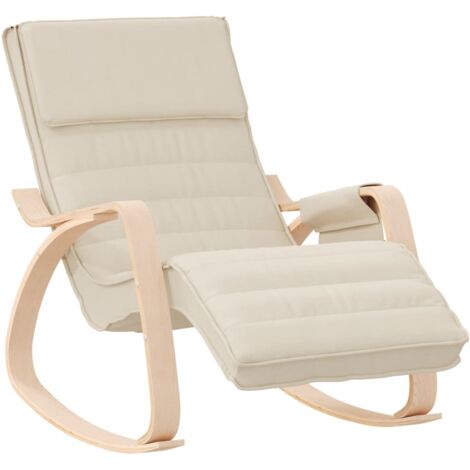Chaise à bascule,Chaise de relaxation Crème Tissu CFW28457 (1/5)