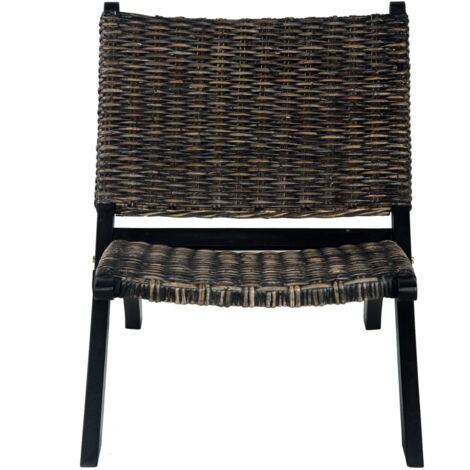 Chaise de salon，Chaise de relaxation rotin kubu naturel et bois d'acajou massif CFW39293 (1/5)