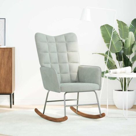 Chaise à bascule,Chaise de relaxation Gris clair Velours CFW30951 (1/5)