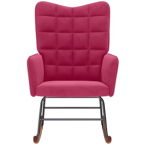 Chaise à bascule,Chaise de relaxation Rouge bordeaux Velours CFW48967 (1/5)