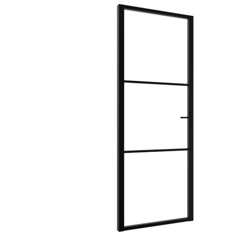 Porte intérieure，Porte d'entrée Verre ESG et aluminium 76x201,5 cm Noir CFW36362
