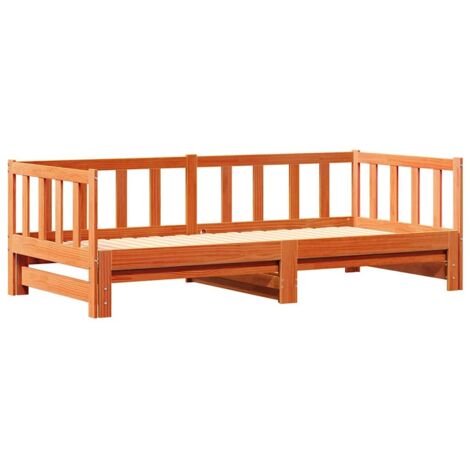 Lit simple,Lit adulte,Lit de jour escamotable sans matelas Marron cire 2x(90x190) cm CFW91119 (1/5)