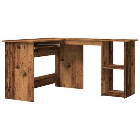 Bureau，Table de travail，Table d'étude d'angle vieux bois 120x140x75 cm bois d'ingénierie CFW93591 (1/5)