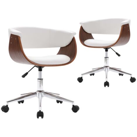 Lot de 2 Chaises pivotantes à manger，Chaise de cuisine blanc similicuir CFW51565 (1/5)